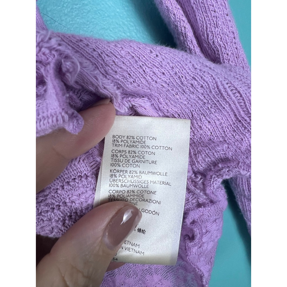 Free People Orchid Lula Thermal Top | Waffle Knit Lettuce Edge Long Sleeve | S - Picture 5 of 7